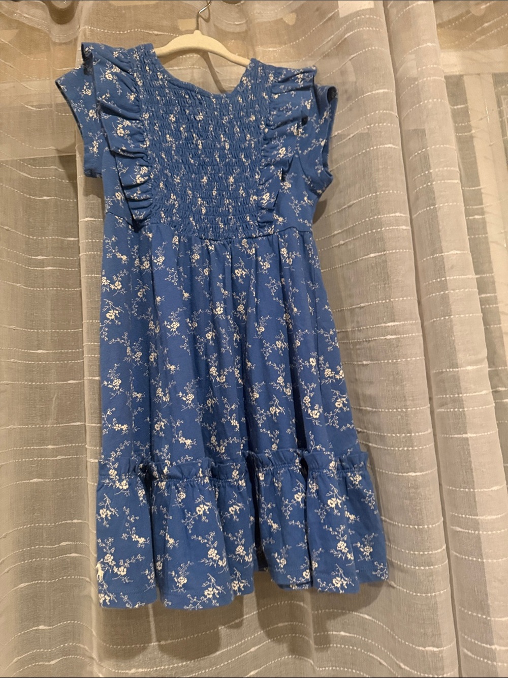 Polo by Ralph Lauren Blue Floral Smock Ruffle Dress for Girls